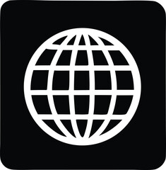 Fototapete - A simple white globe icon with a grid pattern against a solid black background with rounded corners