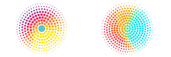 Poster - Colorful dotted patterns with gradient transitions in a circular design created on a white background
