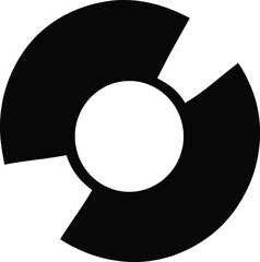 Poster - Abstract black and white circular design with three segmented blades and a central white circle