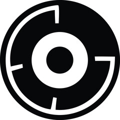 Fototapete - Stylized black and white circular graphic with concentric rings and intersecting lines suggesting a target or abstract design