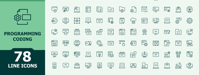 programming coding modern icon set. contains such icons as development, web, coding, develop, progra