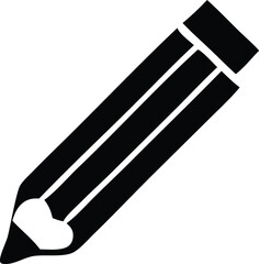 Poster - Simple black silhouette of a sharpened pencil with three parallel lines on its body against a white background