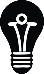 Poster - A stark black silhouette of an incandescent light bulb with a glowing filament symbolizing ideas and innovation