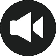 Poster - Minimalist black circle icon featuring a white speaker symbol indicating volume down or mute functionality