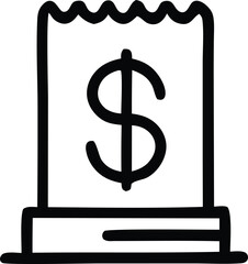 Fototapete - Simple hand drawn icon of a receipt or bill featuring a prominent dollar sign symbol
