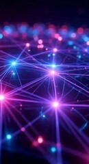 Aufkleber - Abstract Glowing Network of Light Beams and Bokeh Representing Connectivity and Technology