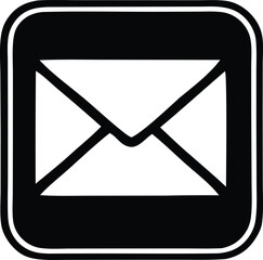 Poster - Simple black and white icon of an envelope symbol representing mail communication and messaging services