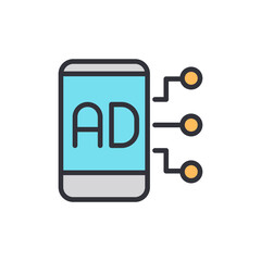 Aufkleber - Modern Mobile Advertising Illustration With Network Connection Concept
