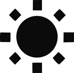 Fototapete - Abstract geometric design featuring a central black circle surrounded by eight evenly spaced black squares on a white background