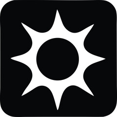 Poster - Stylized white sunburst symbol with sharp points centered within a rounded black square frame