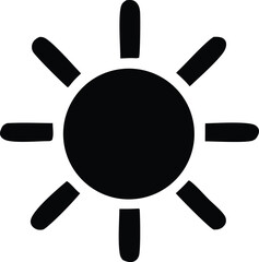 Poster - Simple black silhouette of a sun with eight rounded rays on a white background