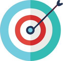 Poster - A stylized archery target with a single arrow successfully hitting the bullseye symbolizing achievement and precision
