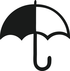 Poster - A simple black and white graphic of an open umbrella divided into two halves one black and one white