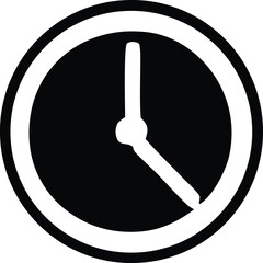 Fototapete - Simple black and white clock icon with hour and minute hands indicating approximately 4 10