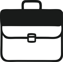 Poster - Simple black silhouette of a business briefcase with a handle and a clasp