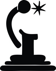 Aufkleber - Stylized black silhouette of a microscope with a starburst representing a discovery or insight