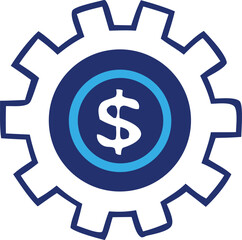 Poster - Stylized gear with dollar sign symbolizing financial mechanics and economic operations