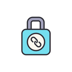 Poster - Blue Padlock With Chain Link Represents Security And Connection