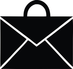 Poster - Simple black silhouette of an envelope with a curved handle on top representing a message or communication icon
