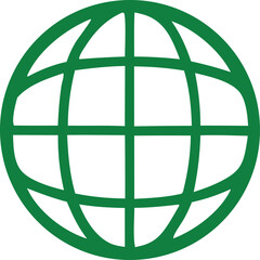 Poster - A simple clean and modern green globe icon with intersecting lines representing latitude and longitude