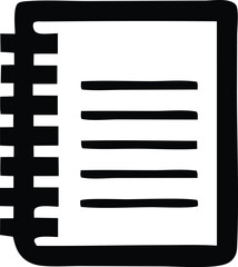 Fototapete - Simple black and white icon of a spiral bound notebook with lined pages representing writing notes or journaling
