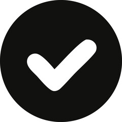 Aufkleber - A simple bold white check mark icon is prominently displayed within a solid black circular background