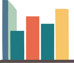 Fototapete - Colorful abstract bar chart with varying heights representing data growth and trends against a white background