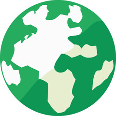 Poster - Stylized green globe with abstract white landmasses representing continents on a textured background