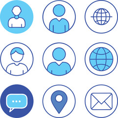 Poster - Collection of modern communication and user profile icons featuring people globes messages locations and mail