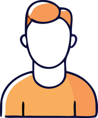 Poster - Stylized illustration of a person with orange shirt and dark blue outline representing a generic user or profile icon