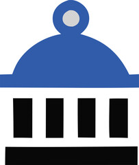 Poster - Stylized blue dome building with columns and base representing government or civic architecture