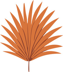 Fototapete - A single stylized palm frond in a warm burnt orange hue with subtle texture detail on a white background