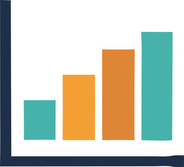 Fototapete - A simple bar chart graphic displays four vertical bars of increasing height in teal and orange colors against a white background