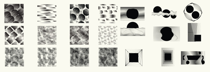 Fototapete - Collection of vector design elements. Set of logos with lines, stripes and circles. Various forms of line and dots design.Vector logo collection. Bundle of circle icons and elements. Set of lines art.