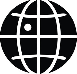 Poster - Stylized black and white globe icon with a single white dot representing a location or point of interest