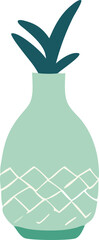 Poster - Whimsical teal pineapple vase with geometric pattern and green leafy top