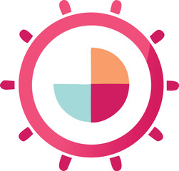 Poster - Abstract circular graphic with pie chart segments and outer spokes representing data or progress