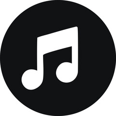 Poster - Simple black circle with a white musical eighth note symbol inside representing music and sound