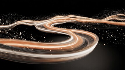 Poster - Abstract design with flowing lines and particles.