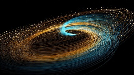 Poster - Abstract swirling patterns of light in turquoise and gold.