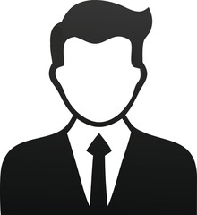 Poster - Stylized black silhouette of a man in a suit and tie representing professionalism and business