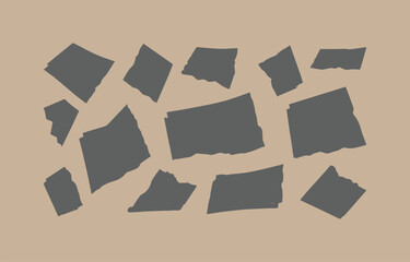 Poster - Abstract Torn Paper Fragments: Neutral Beige Background, Gray Shapes, Minimalist Style