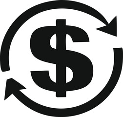 Poster - Circular arrow symbol with a dollar sign in the center representing financial exchange or currency circulation