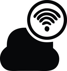 Aufkleber - Icon representing cloud computing and wireless connectivity symbolizing data transfer and network access through a simple black and white graphic