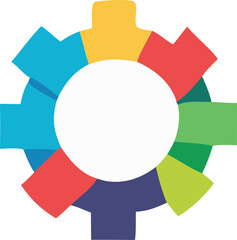 Poster - Abstract colorful gear shape with a white circular center for text and data representation