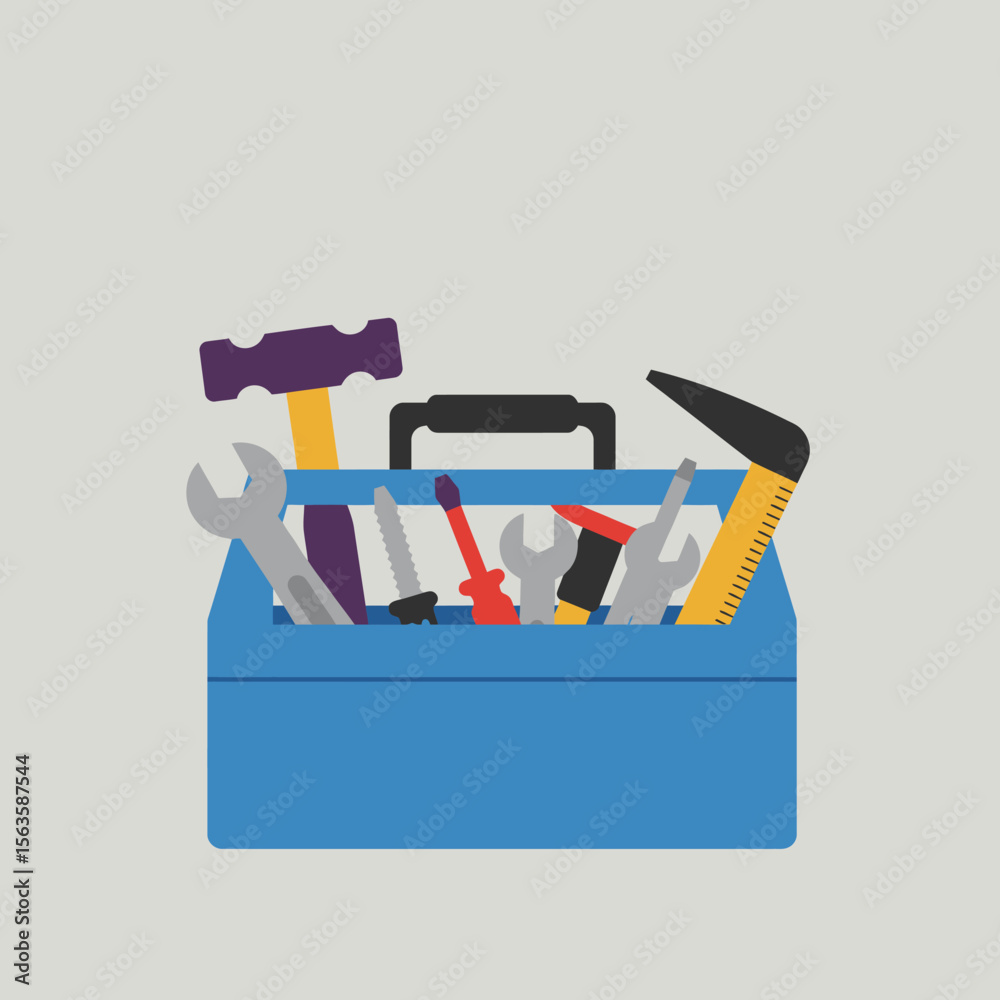 Tool Box Vectordraw Toolbox filled with various tools in flat design vector art Stock ...