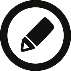 Fototapete - A simple black pencil icon with a sharpened tip inside a thick black circular border on a white background