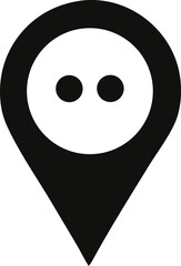 Poster - Stylized black and white location pin icon featuring a simple face with two dots for eyes and a circular outline
