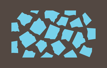 Poster - Abstract Shattered Ice Pattern: Cool Blue Fragments on Dark Brown Background