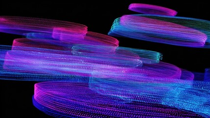 Poster - Abstract light trails in vibrant colours against a dark background.